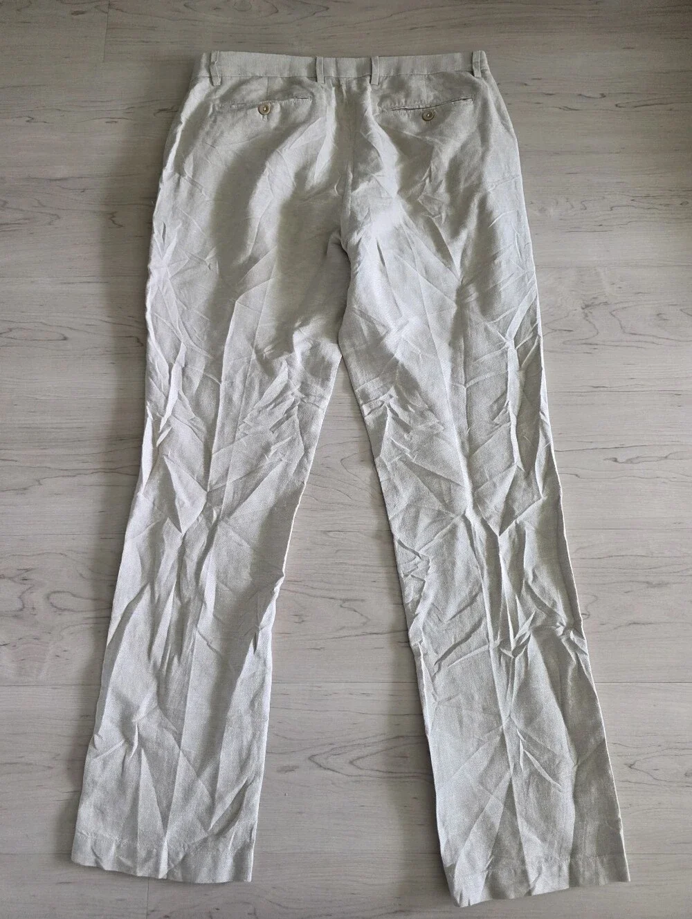 Banana Republic Kentfield Linen Blend Pants 33x32 Ivory Straight Leg Laggenlook